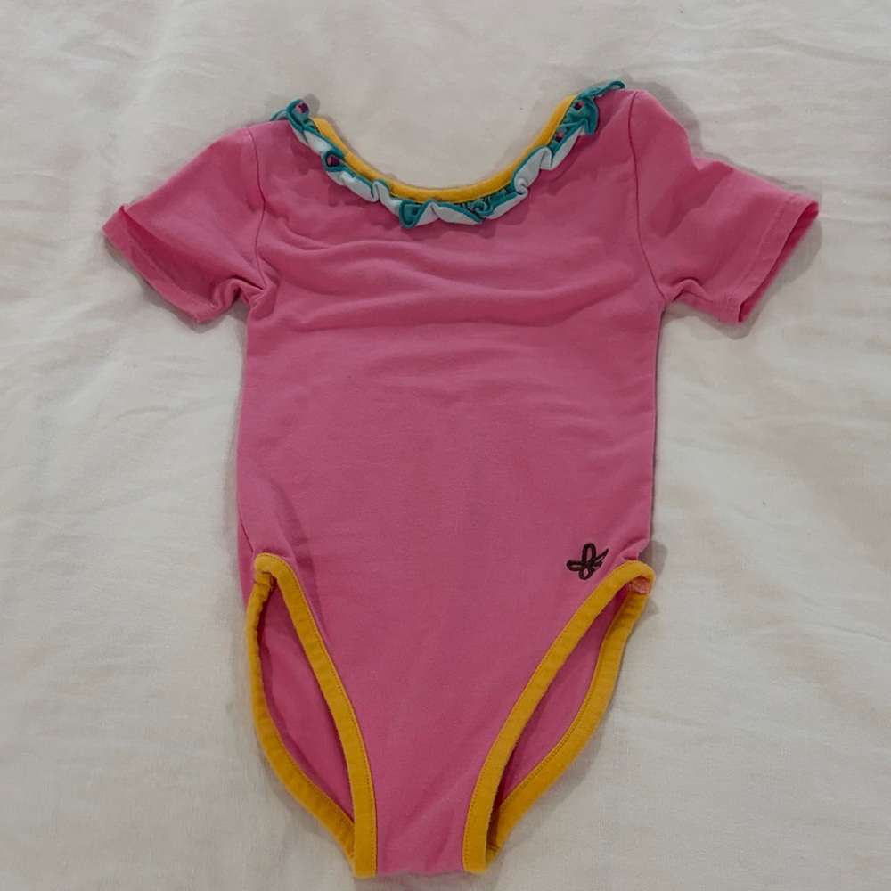 Matilda Jane Pink Short-Sleeve Bodysuit with Yellow Trim